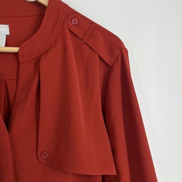 Chicos Shirt Size 3 Womens16/18 Red Button Up Epaulette Shoulder Flap Blouse Top - Picture 4 of 8